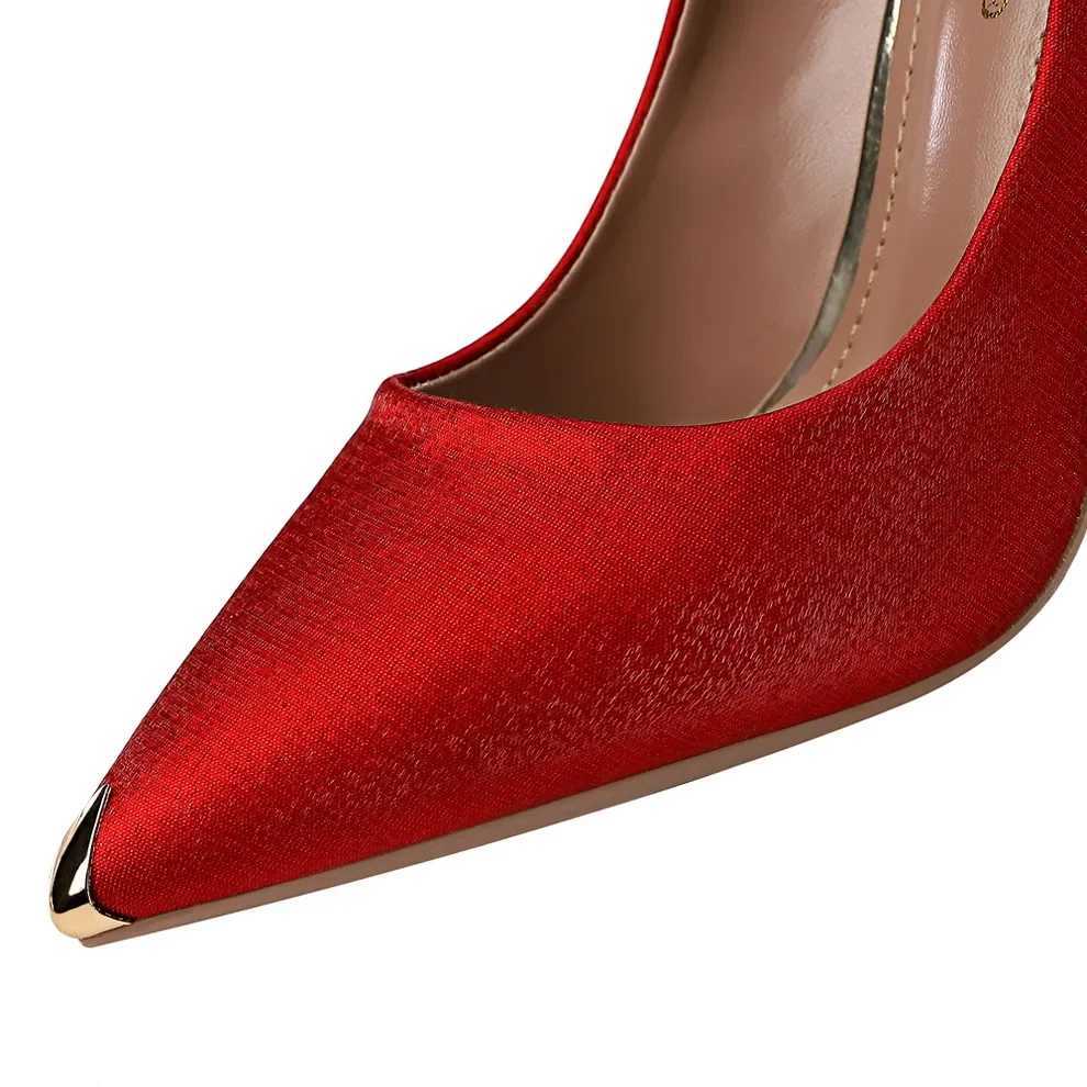 Summer Women 10.5cm High Heels Silk Satin Escarpins Pumps Lady Elegant Sweet Stiletto Wedding Heels Blue Gray Nightclub ShoesLX241014