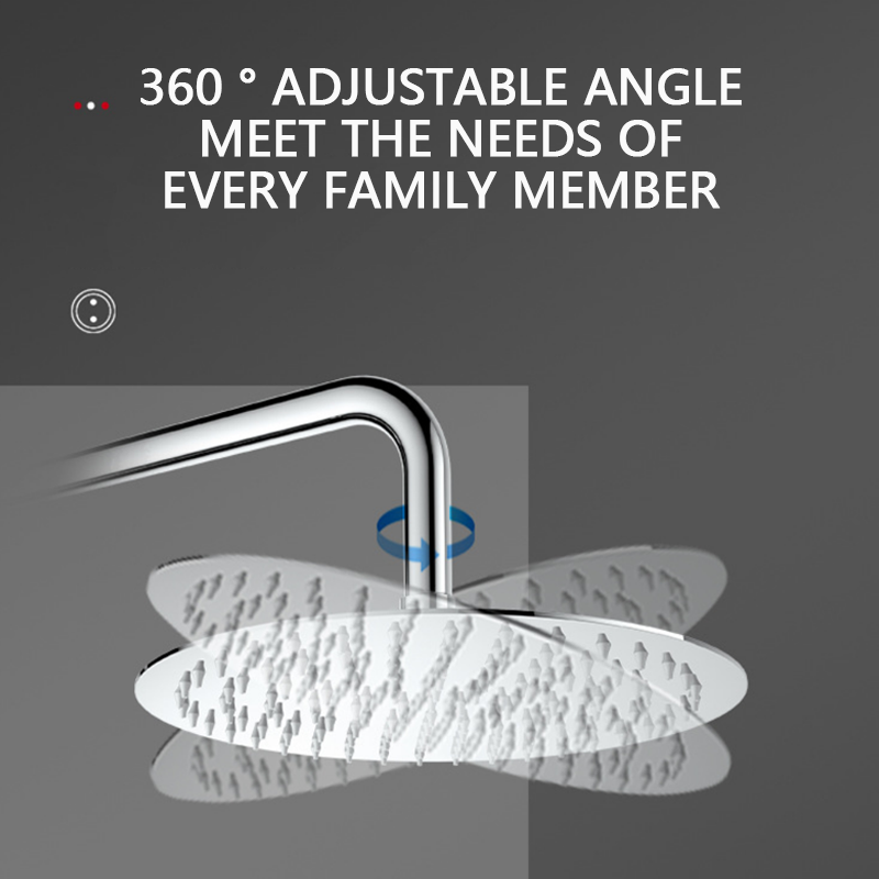 Pressurized overhead spray large showerhead stainless steel household bathroom rain shower head bath water heater shower nozzle set
