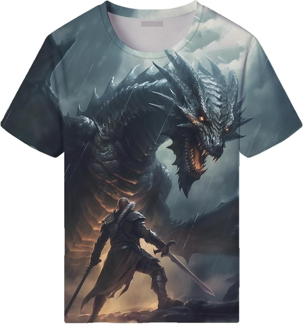Mens T shirt Men's Animal Shirt Retro Dragon 3D Printing Graphic Short Sleeve Top tee Casual tops summer clothes Trendy Fashion cool