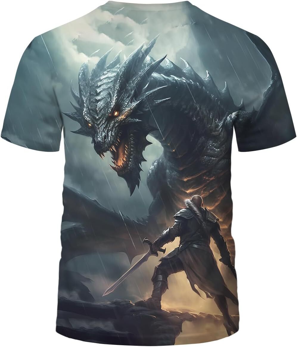 Mens T shirt Men's Animal Shirt Retro Dragon 3D Printing Graphic Short Sleeve Top tee Casual tops summer clothes Trendy Fashion cool