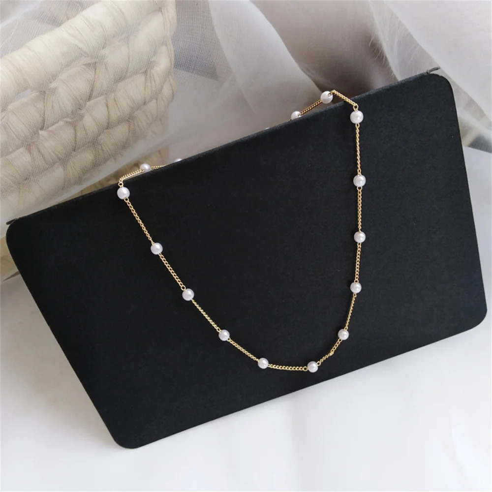 Wus Beaded Necklace Love Pearl Gothic Versatile Short C 241014