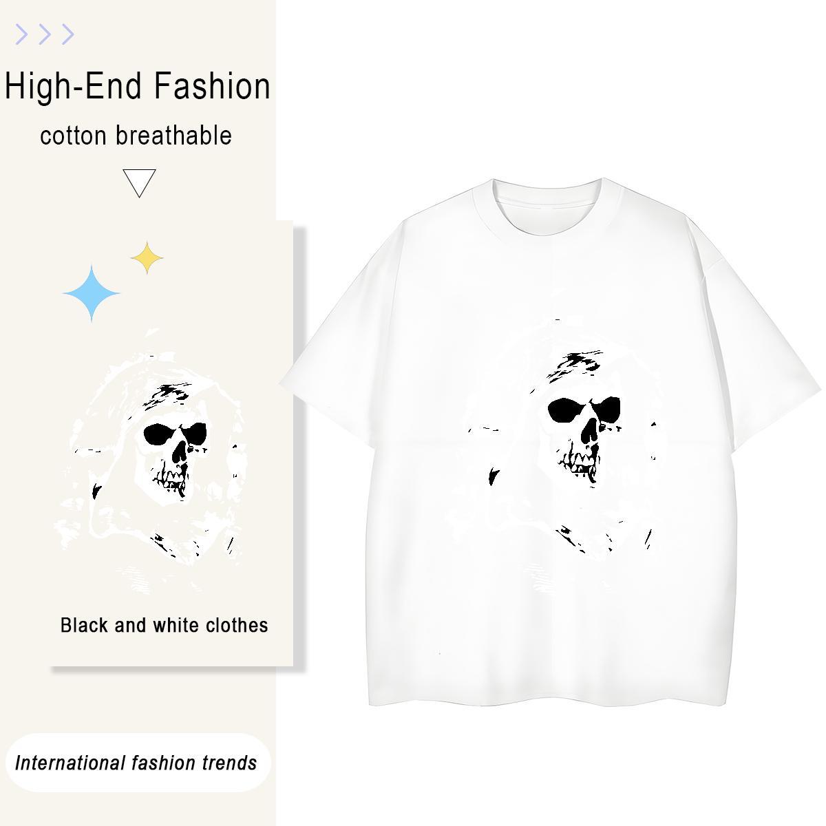 Custom Women T Shirts 100% Cotton 230g Crew Neck Street skull Woman Tshirt Brand Graphic Tops Shirt