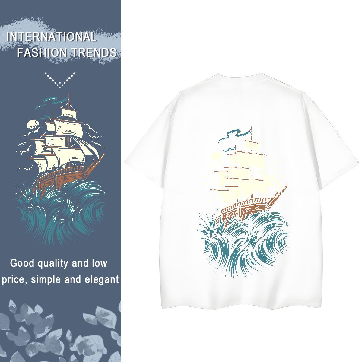 2024 T-Shirts for Women 230g Cotton Short Sleeve O-Neck Street ship Woman Tshirt Nice Custom Print Oversized Clothes Shirt