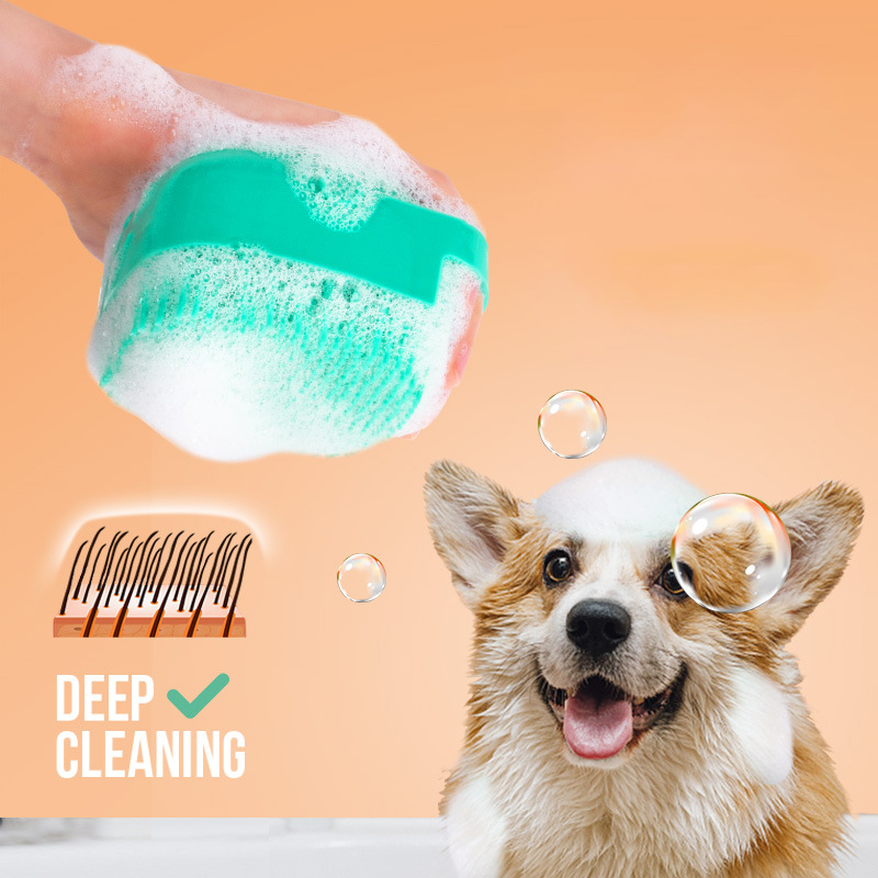 Dog Cat Bath Brush Comb Silicone Rubber Puppy Massage Shampoo Dispenser Pet Grooming Bath Brush