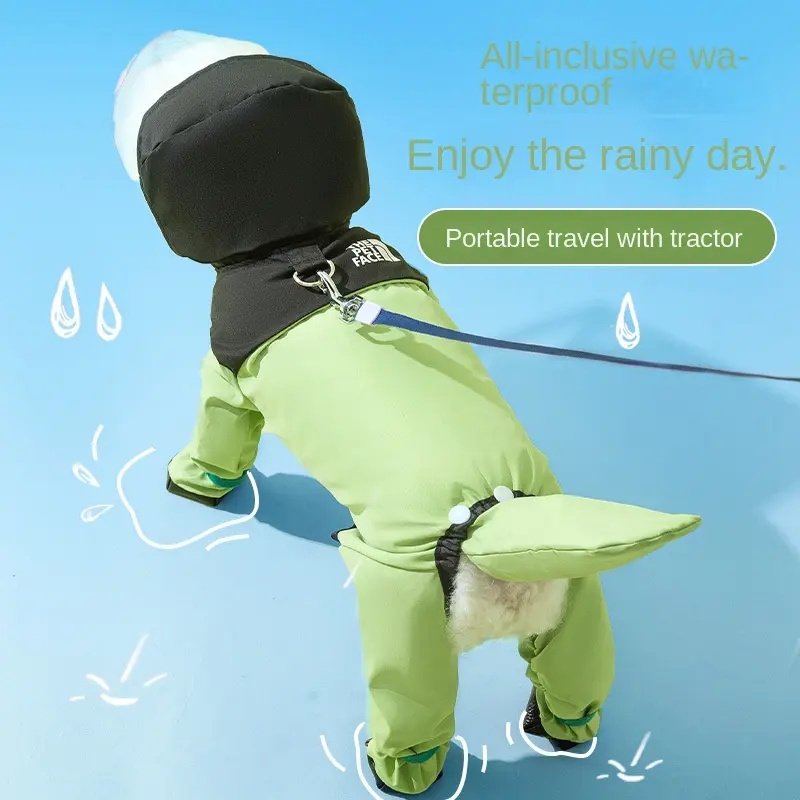 Full-Coverage Dog Raincoat, Full Wrap Design for Full Protection, Super Lightweight, Comfortable Dog Rain Jacket for Teddy Bears, Features Detachable 