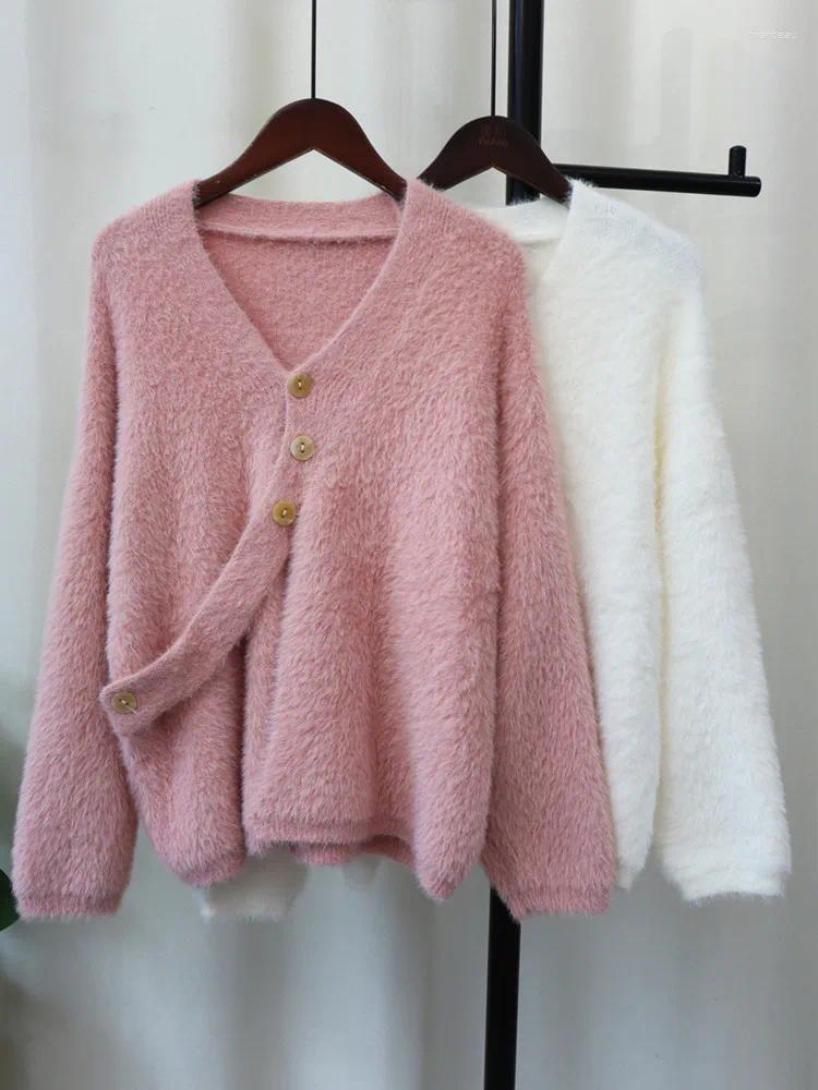 Womens Knits Cardigan Women Solid Imitation Button Fashion Design Autumn Winter Cloth Simple Elegant Knitted Sweater