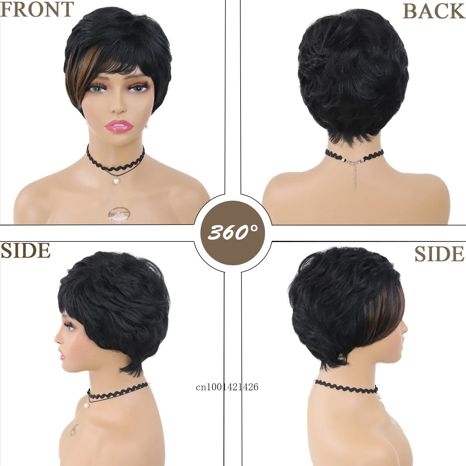 Women's casual style synthetic wigs for everyday use Natural wigs with bangs glueless wig Mommy wigs Brown mixed colors