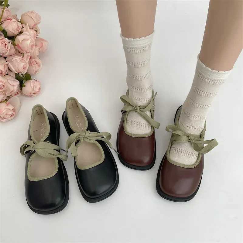 Casual Low Heel Leather Shoes for Women Round Toe School Mary Janes Pumps Fashion Shallow Dress Shoes Soft Sole Single ShoesLX241014