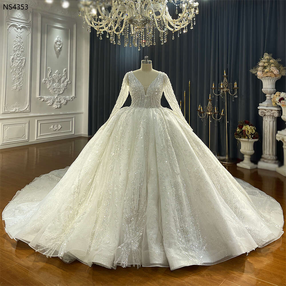 Silhouette Long Sleeves V-necke Wedding Dress