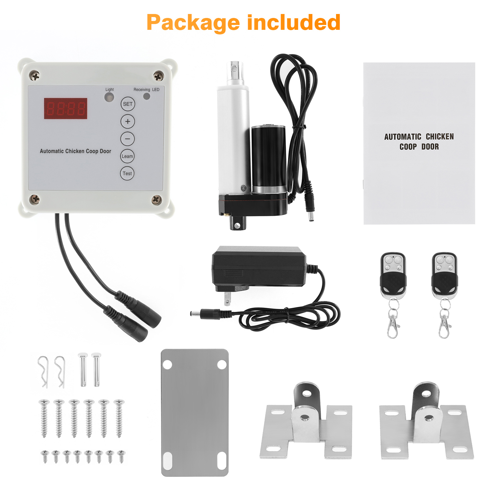 Automatic Chicken Coop Door Opener House Door Opening Side Opening Timer Adjustable Light Sensor Rainproof Outdoor Farm Remote