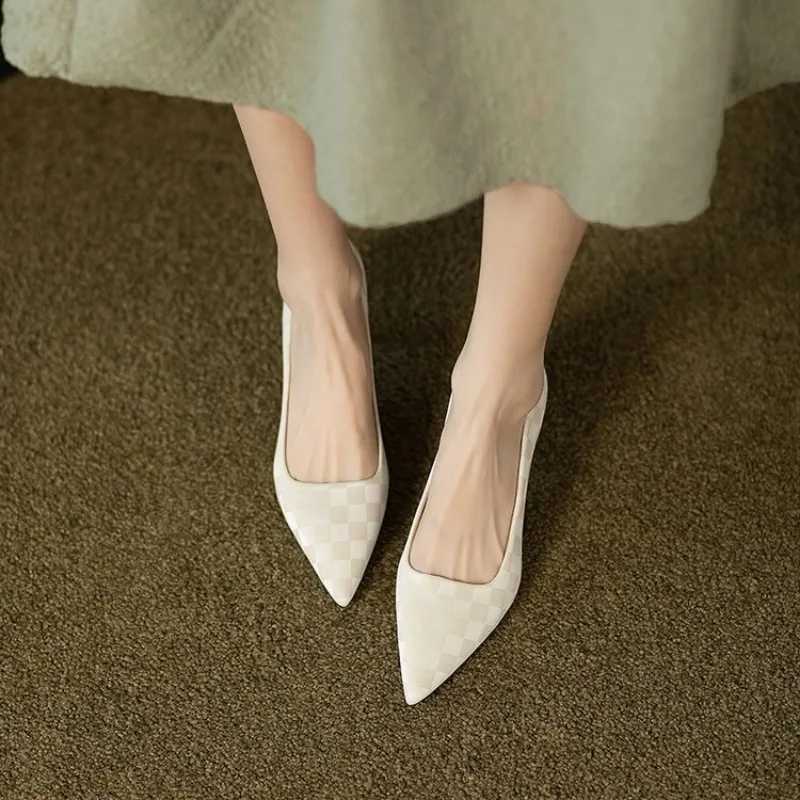 2024 Luxury Pumps Shoes for Women Heeled Woman Medium Heel Stiletto Heels High Sandal Party Office Elegant Brown Small Heel SexyLX241014