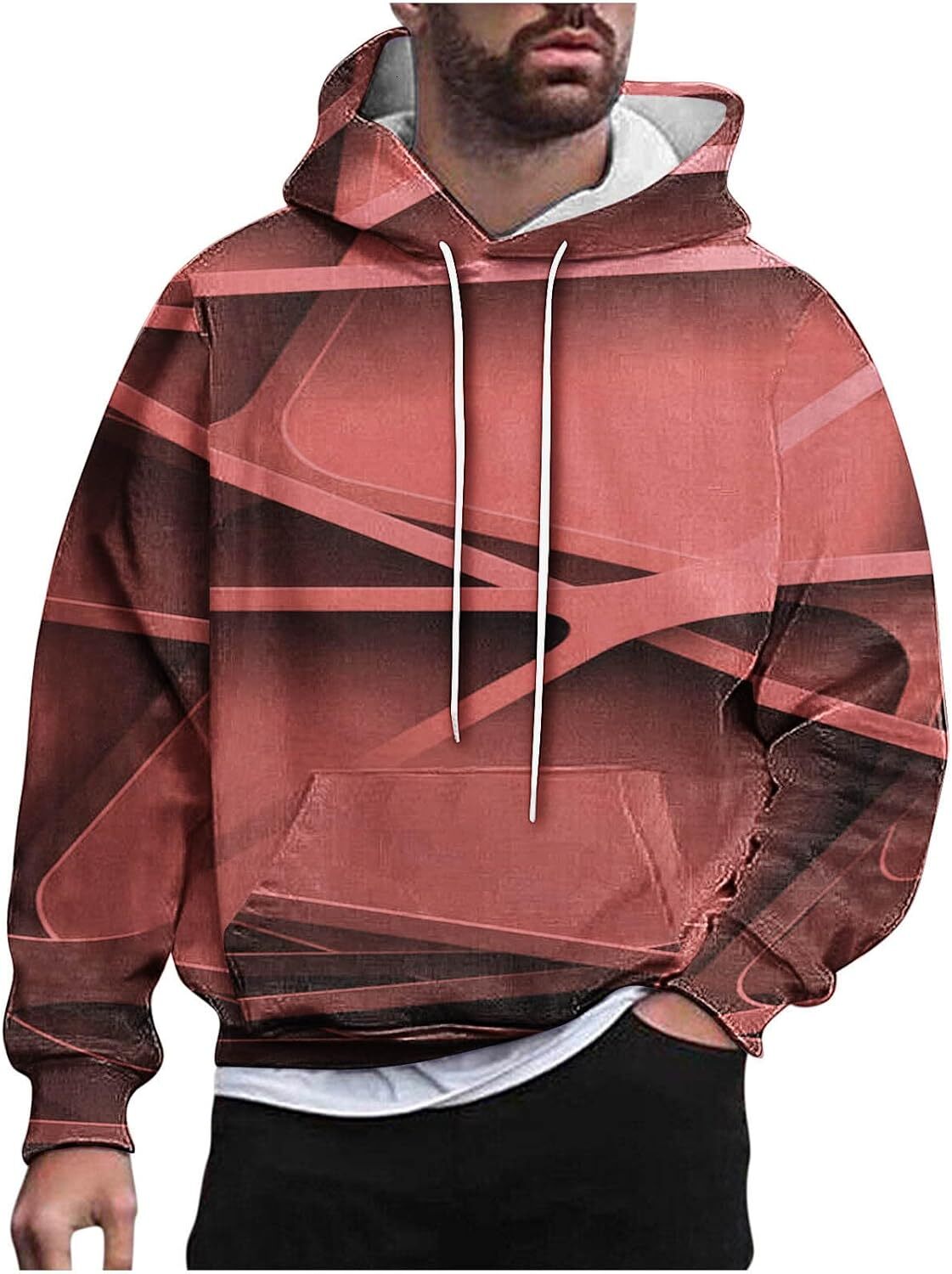 Hoodie for Mens Womens Hoodies for Men Graphic, Fashion 3D Printing Long Sleeve Pullover Tops Streetwear Fall Clothes Graphic Trendy Fashion