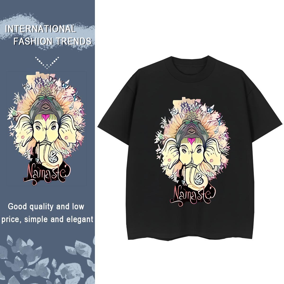 New Arrival T Shirts Women 230g 100% Cotton O-Neck Short Sleeve Outdoor Ganesha Lady T shirt Soft Oversized Tshirts
