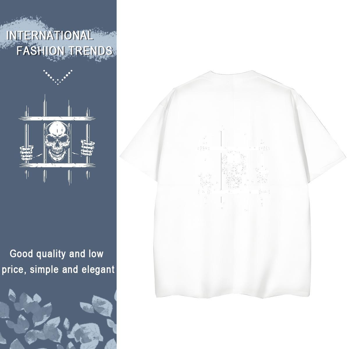 DIY Woman T Shirts 230g Pure Cotton Breathable Short Sleeve Street Casual skull Tshirt for Man Woman 5A Anime Print Tops