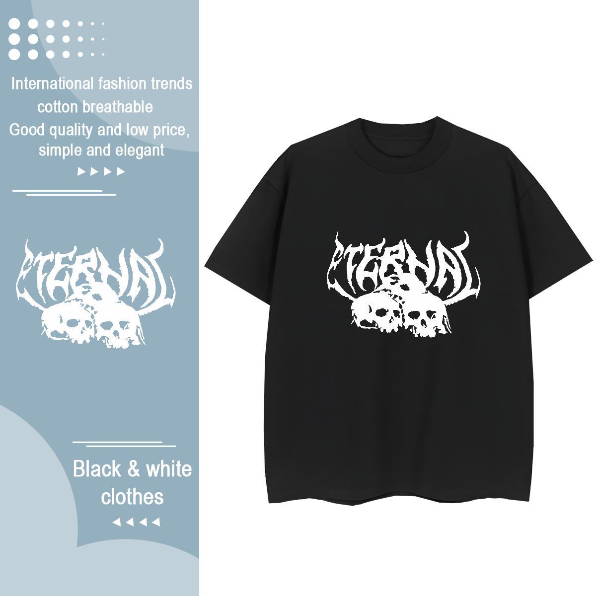 Fashion New T Shirts Women 230g Pure Cotton Breathable Crew Neck Beach skull Women Tees Loose fit Custom Printed Tees Shirts