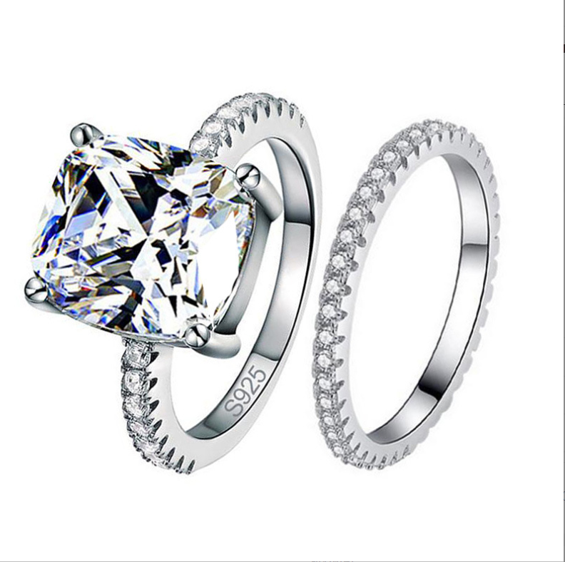 Handmade Wedding Rings Sterg Sier Cubic Zirconia Bridal Set