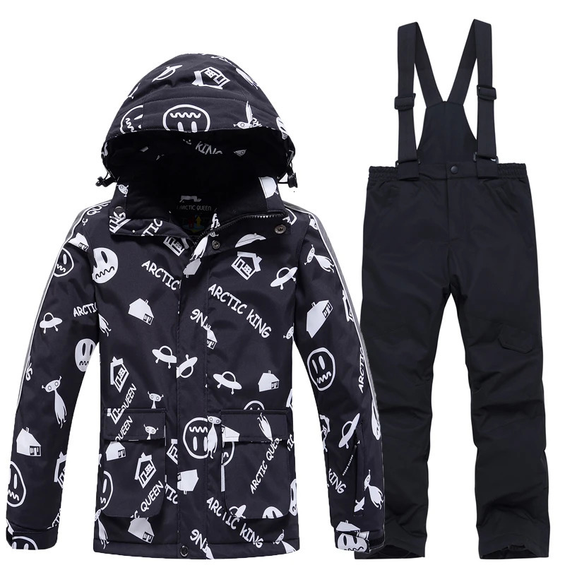 Fashion Childrens Snow Suit Snowboard Clothing Sets Outdoor Wear Ski Coat and Strap Pant Kids Costumes Boys Girls 241007