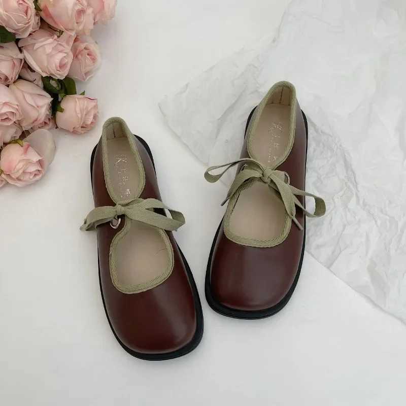 Casual Low Heel Leather Shoes for Women Round Toe School Mary Janes Pumps Fashion Shallow Dress Shoes Soft Sole Single ShoesLX241014