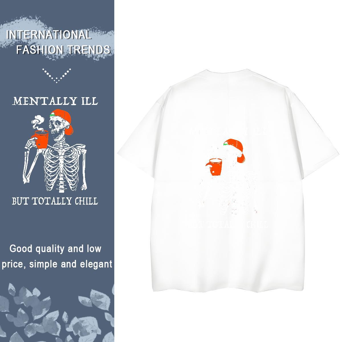 Custom T-Shirts for Women 230g Cotton Breathable Soft Casual skull Couples T Shirts Lady Anime Print Clothings