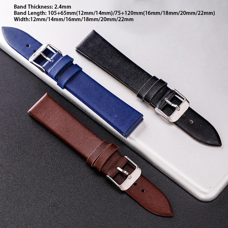 10mm 12mm 14mm 16mm 18mm 20mm 22mm Watch Band Cowhide Leather Strap Accessory High Quality Watchband Bracelet 241010