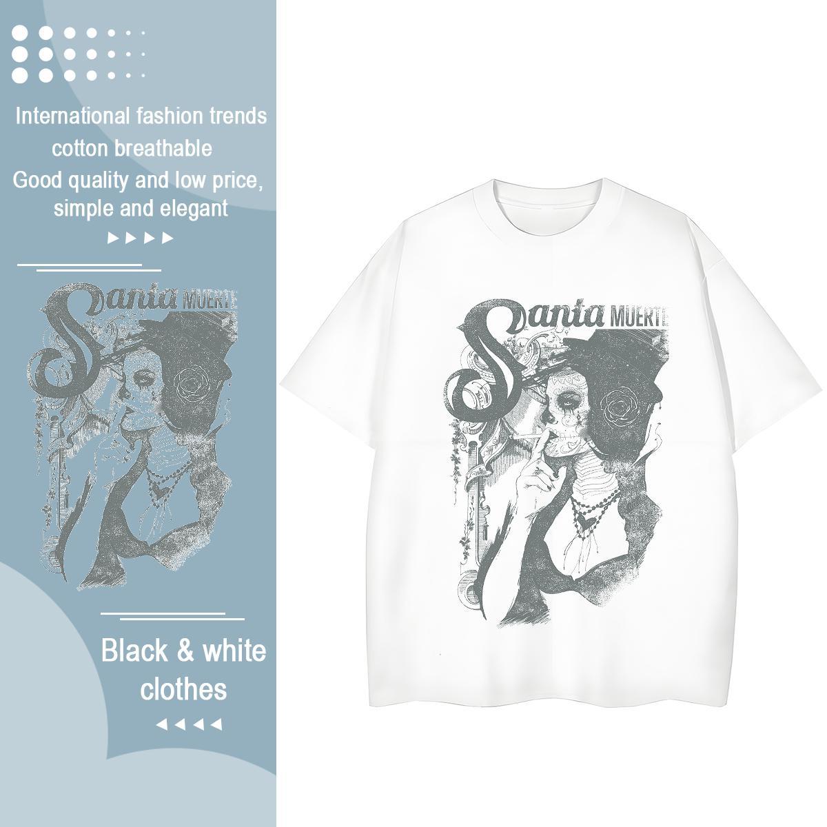 2024 DIY T shirt 100% Cotton 230g Breathable Crew Neck Beach portrait Unisex Tshirts Wholesale Floral Print Clothes Shirt