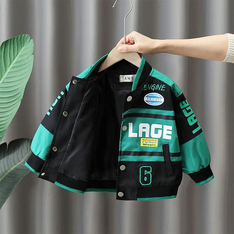 Kids Boys Racing Jackets Spring Autumn Baby Motorcycle Suit Fashionable Jacket for Childrens Casual Baseball Outwear Coat 241011