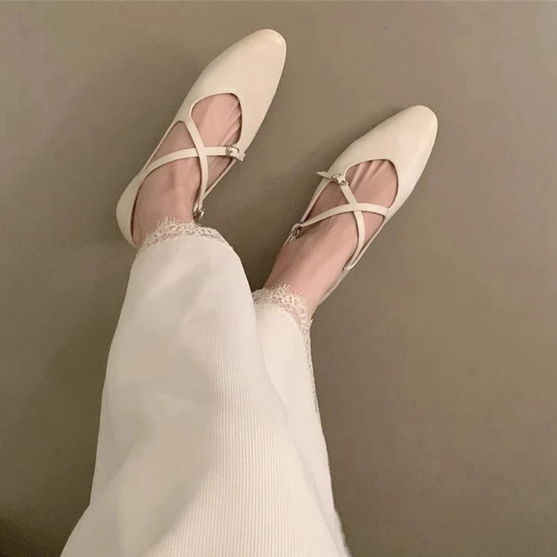 SUOJIALUN Autumn Women Fashion Round Toe Ladies Elegant Mary Jane Shoes Soft Flat New Heel Outdoor Dress Ballerinas 241014