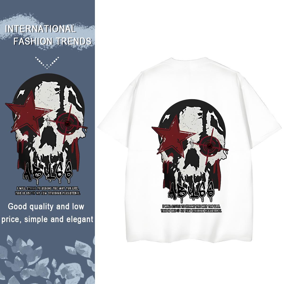Fashion Casual T Shirts Women 100% Cotton 230g Breathable Hip Hop skull Couples T Shirts Designer Nice Custom Printed Top Tees