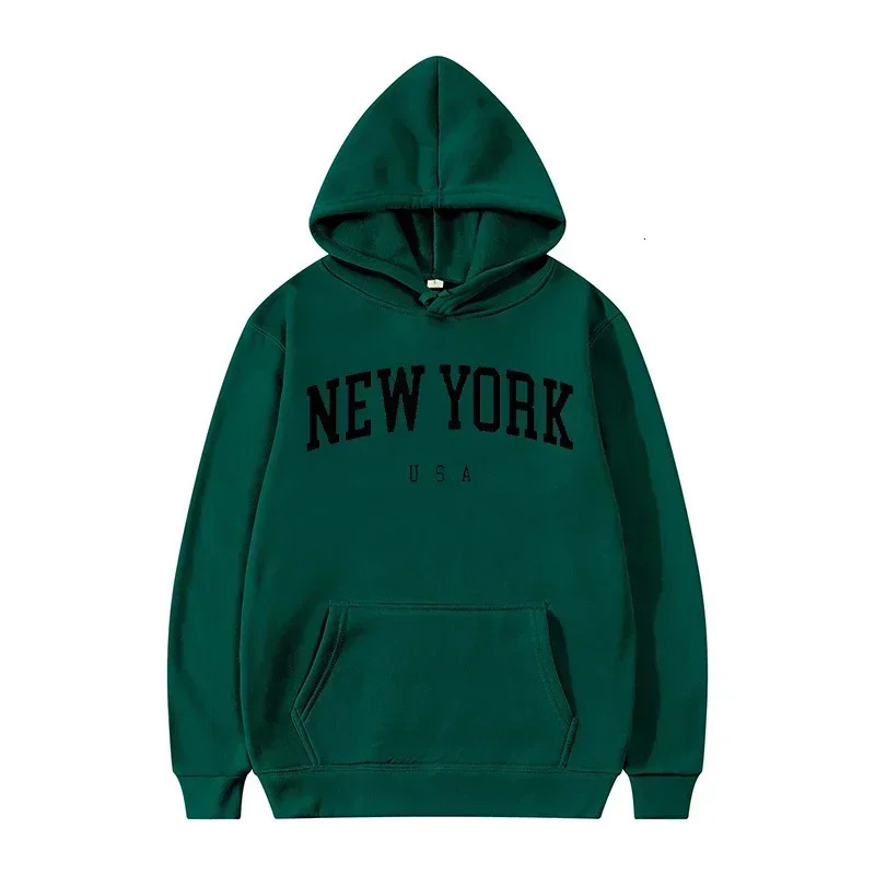 Men Women York USA City Hoodies Fashion Letter Printed Graphic Sweatshirts Loose Casual Harajuku Hooded Pullover Sportwear 241010