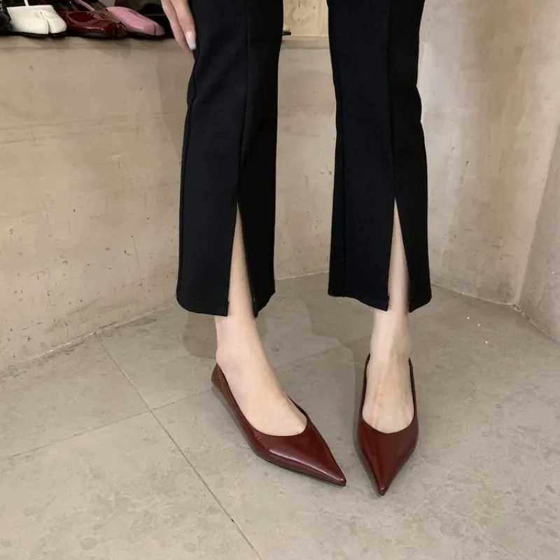 Flat Heel Shoes Women Pointed Toe Patent Leather Lemon Yellow Wine Red Lady Fashion Flats Candy Color Flat Sole Large SizeLX241014