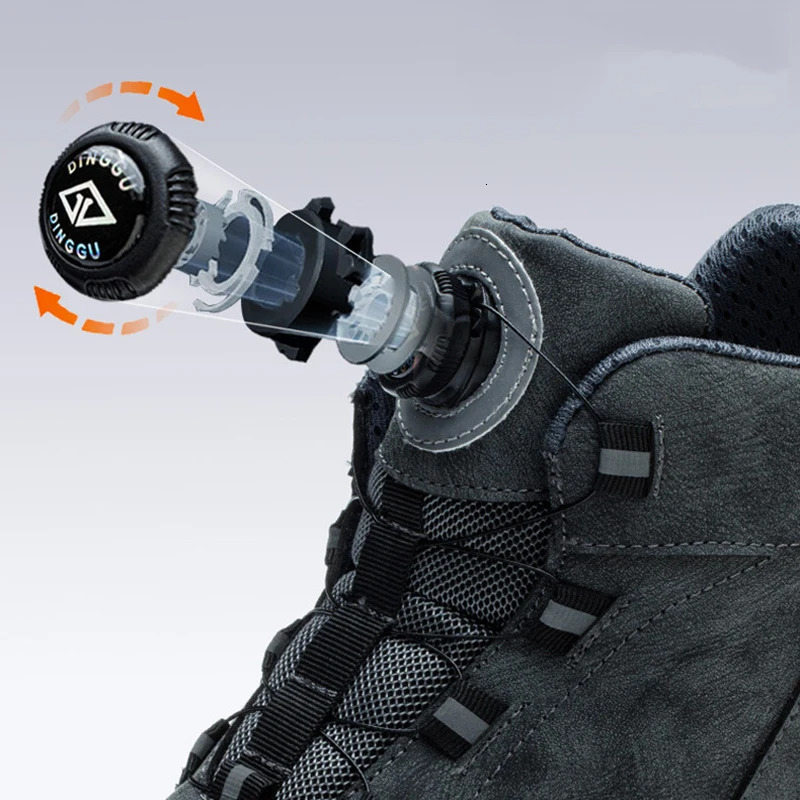 Rotating button work boots mens steel toe safety perforated protective shoes waterproof and detachable 241014
