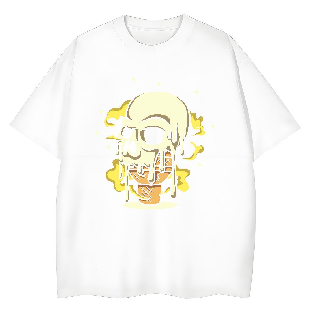 2024 DIY T shirt 100% Cotton 230g Breathable Crew Neck Outdoor skull Women Tshirts Brand DIY Printed Clothings