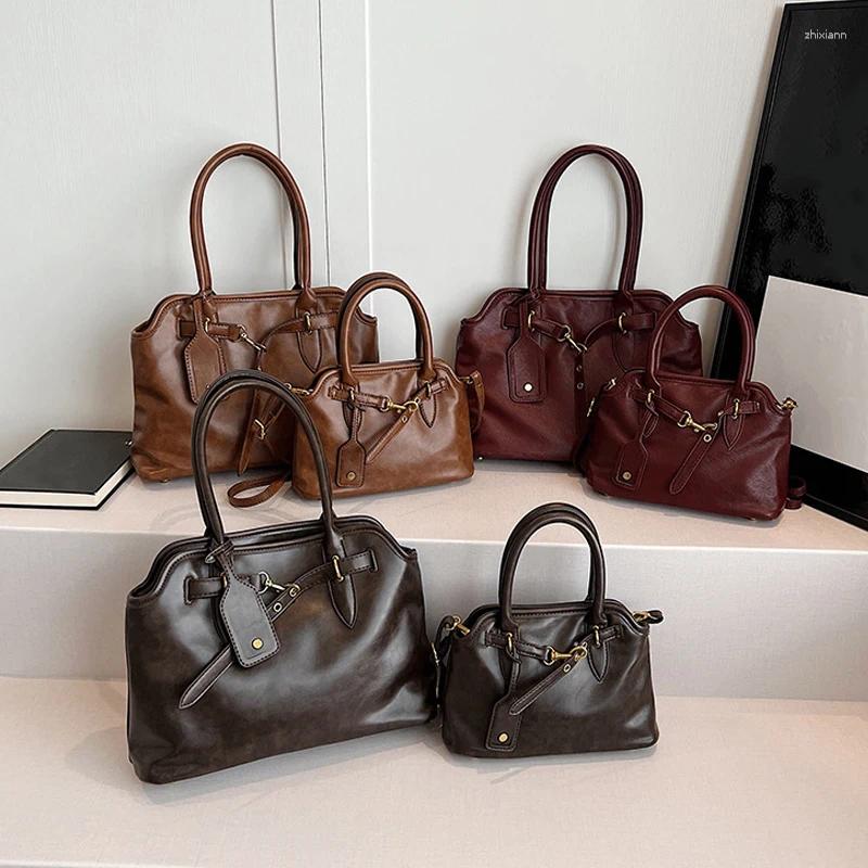 Free Shipping Totes Brand Designer Brown Bag Bury Leather Handbag For Women Vintage Large Capacity Tote Crossbag