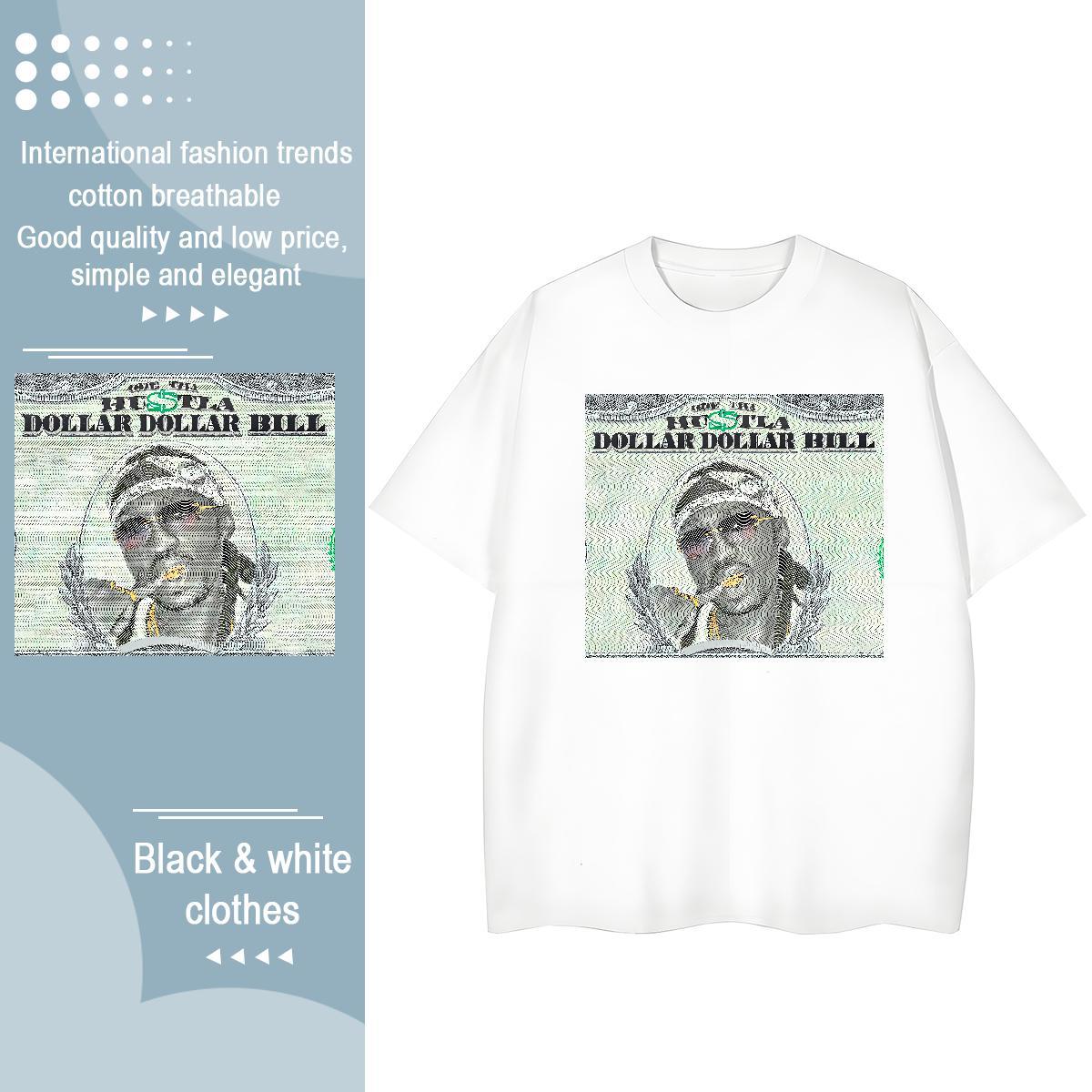 Brand Womens T Shirts 100% Cotton 230g Breathable Crew Neck High Street Hip Hop money Women Tshirts Female Cartoon Print Tees Shirts