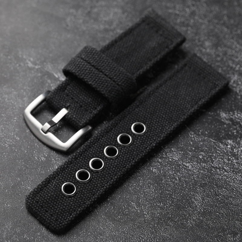 Handmade Thickened Canvas Watchband Rugged 20 22 24MM Soft Waterproof Watch Chain Blue Black Green Men Wearable Strap 241010