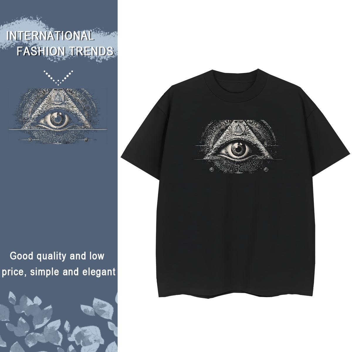 TOP Quality Women T Shirts 230g 100% Cotton Breathable Crew Neck Daily Wear eye of the devil Tshirt for Man Woman Soft Customized Tops Tees