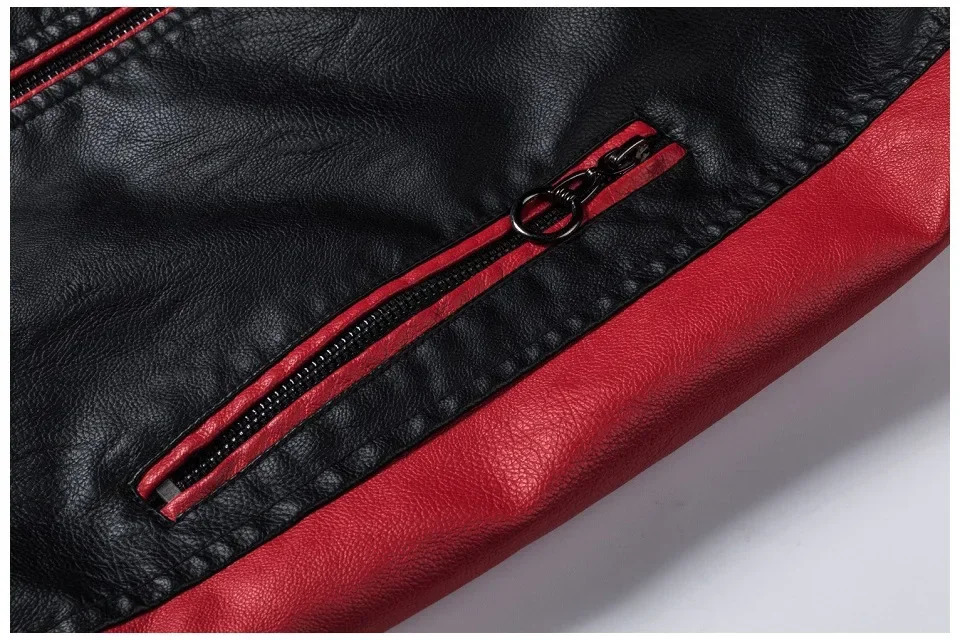 Mens Leisure Motorcycle Stand Collar Leather Jacket Bicycle Warm Wool Lining Coats Autumn Winter Mens Cool PU Leather Jacket 241011