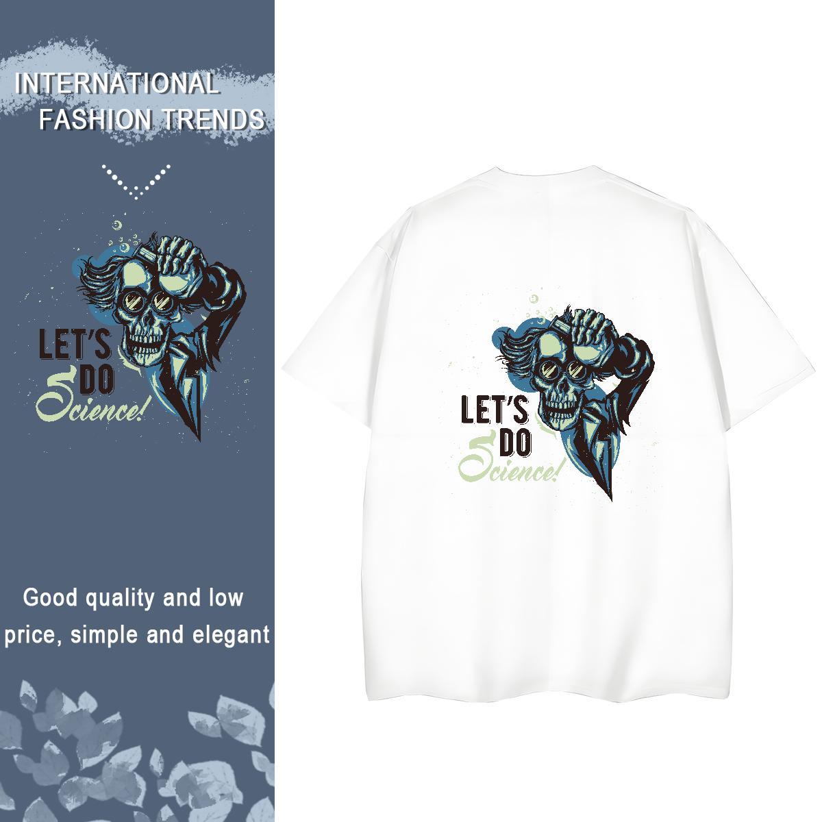 Stylist T-Shirts 230g 100% Cotton O Neck Short Sleeves Hip Hop skull Unisex Tshirts Brand Anime Wear