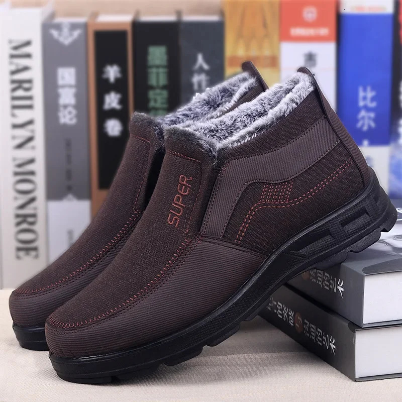 Winter mens shoes large cotton boots thick warm soft soled elderly snow 241014