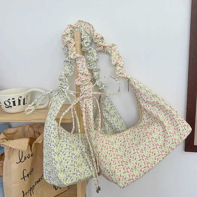 Folding floral handbag large capacity cross bag handheld shoulder bag M241014