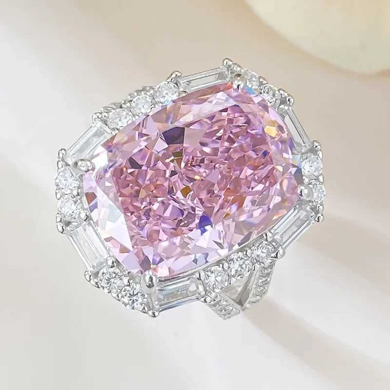 Luxury 8ct Pink Moissanite Diamond Ring 100% Real 925 Sterling Silver Party Wedding Band Rings for Women Men Engagement Jewelry