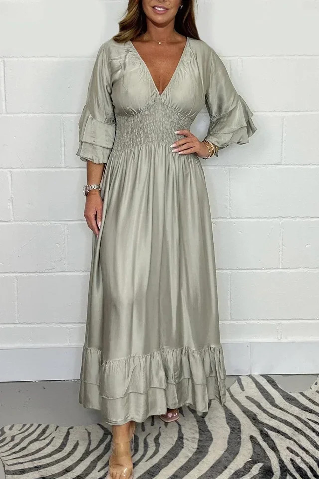 Female Clothing Long One-Piece Dress Gown One Pieces Satin Pleated Elegant and Beautiful Party Prom Dresses Summer Women 241014