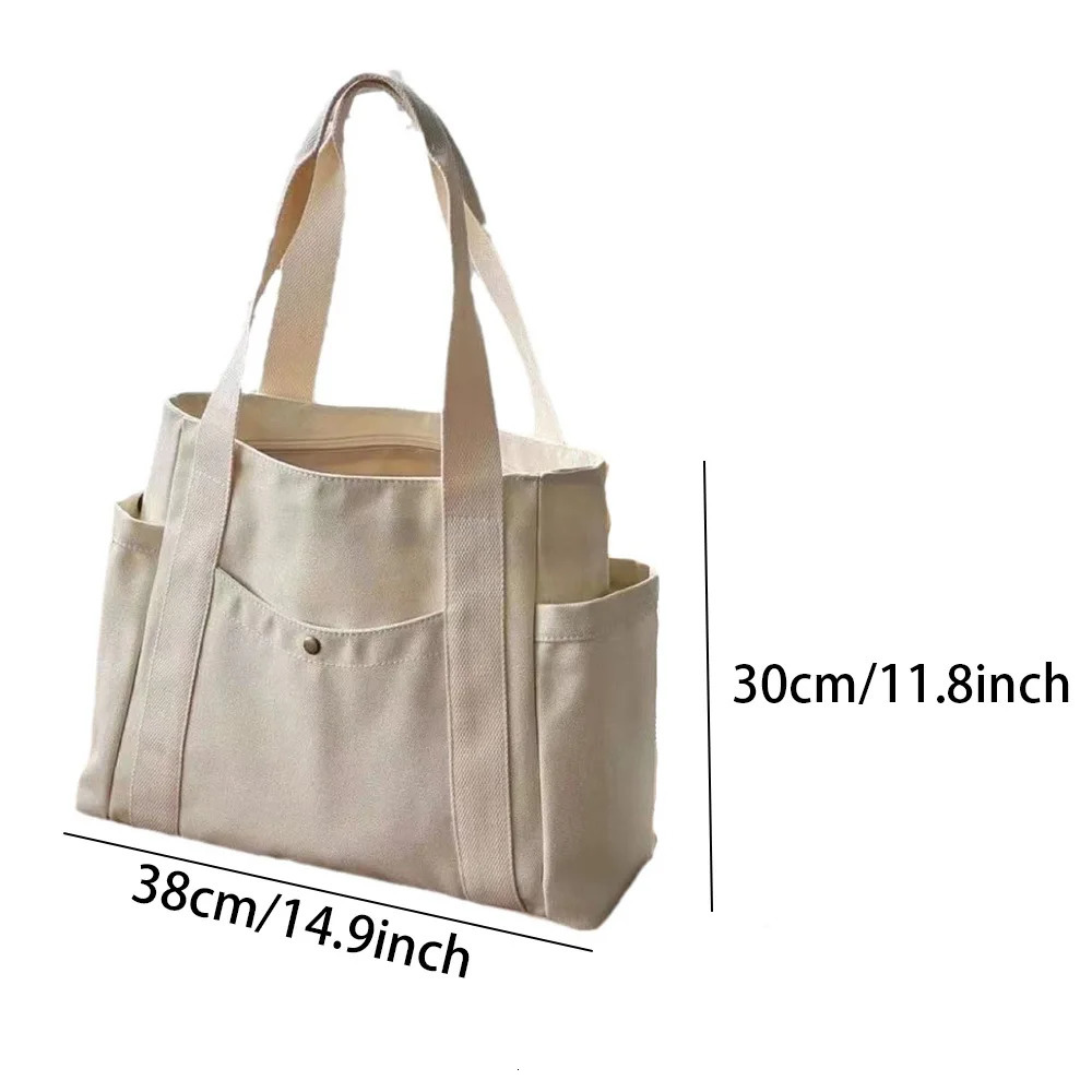 Large Capacity Canvas Tote Bags for Work Commuting Carrying Bag College Style Student Outfit Book Shoulder Shopping 241011