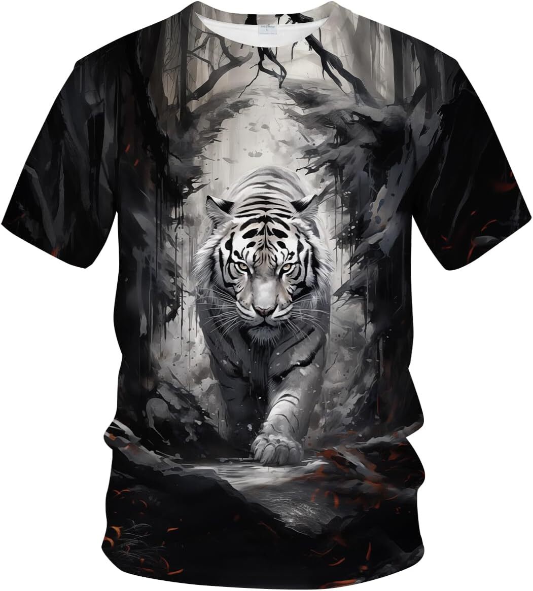 Mens T shirt Funny Tiger Printed T-Shirt Animal Graphic Tee Shirt shirts tshirt graphic tee Casual tops summer clothes