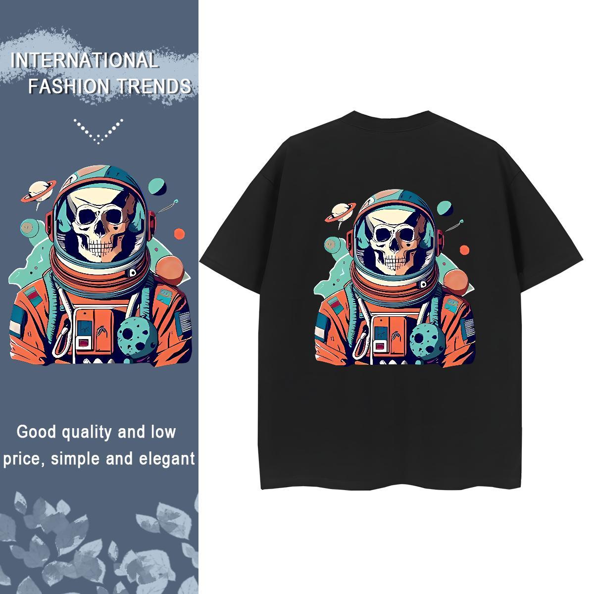 Stylist T-Shirts 230g 100% Cotton O Neck Short Sleeves Sports Street Wear spaceman Tshirt for Man Woman Brand Plus Size Cartoon Tees