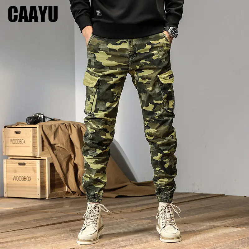 CAAYU Joggers Mens Product Pants Casual Y2k Hit Colorful Pocket Mens Trouser Sports Pants Street Clothing Military Green Camouflage Pants 240930