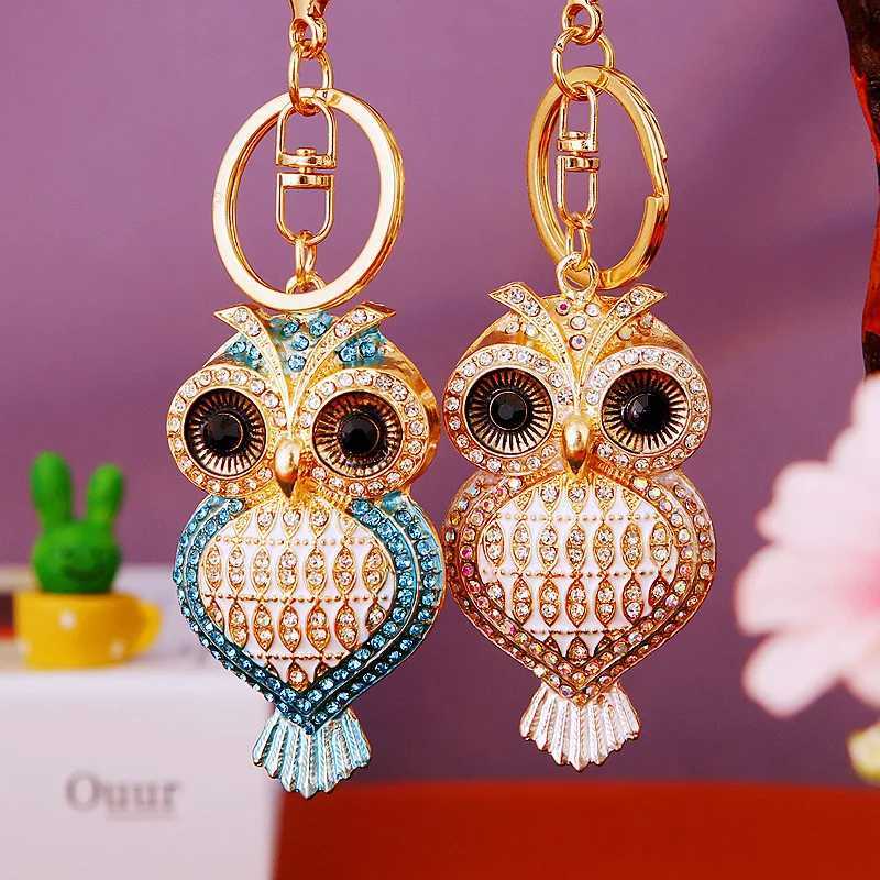 Owl crystal keychain charm pendant handbag wallet keychain Y241014