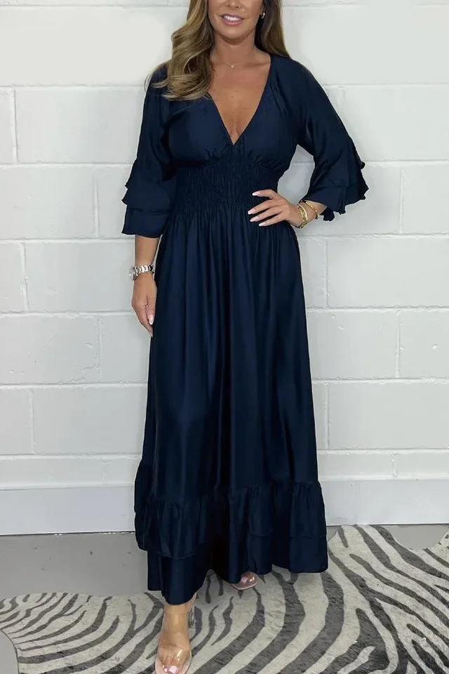 Female Clothing Long One-Piece Dress Gown One Pieces Satin Pleated Elegant and Beautiful Party Prom Dresses Summer Women 241014