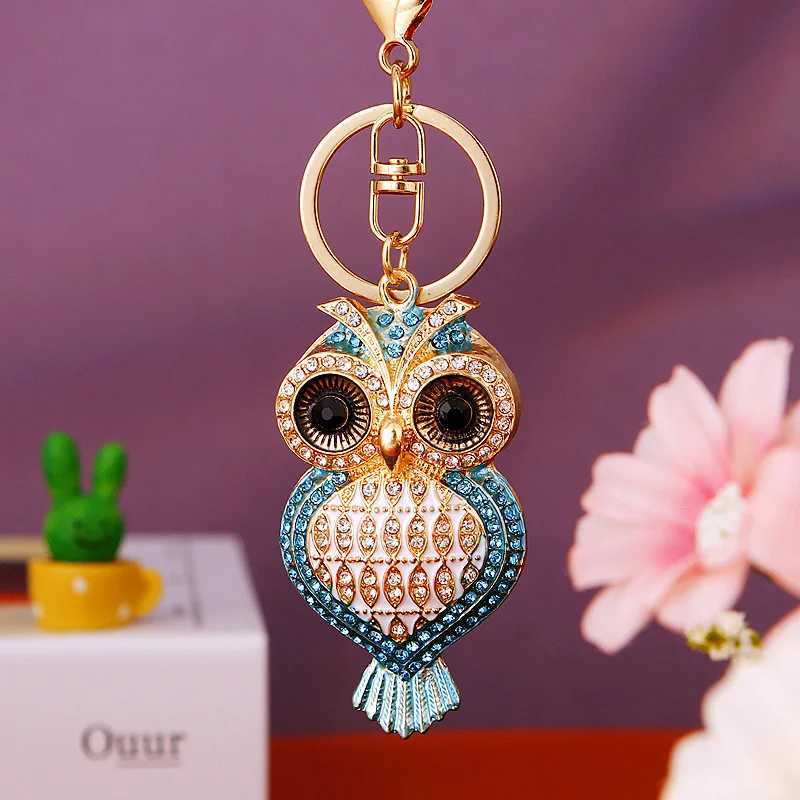 Owl crystal keychain charm pendant handbag wallet keychain Y241014