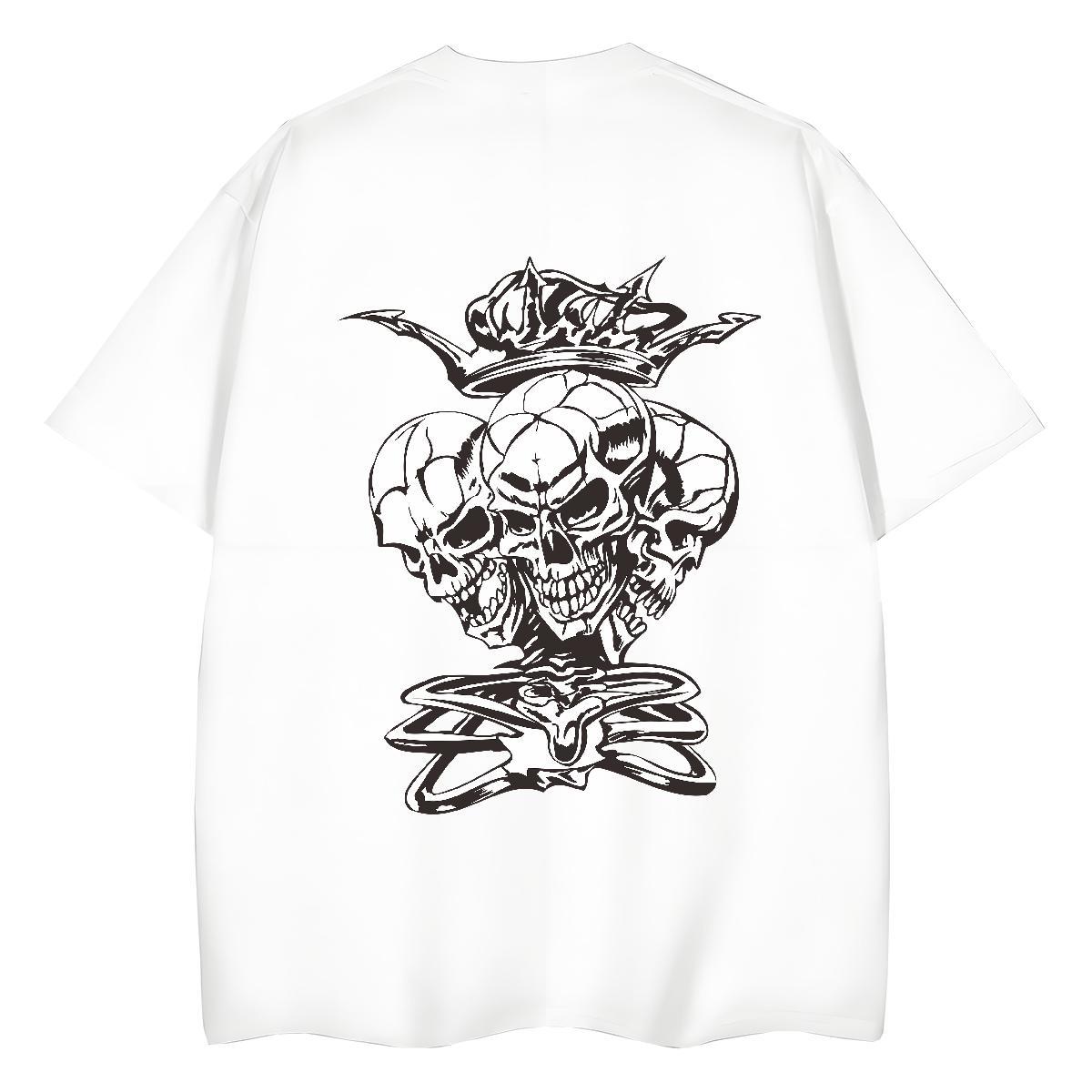 New Arrival Womens T Shirts 230g Cotton Round Neck Short Sleeve High Street Hip Hop skull Women Tees High quality White Plus Size Clothes